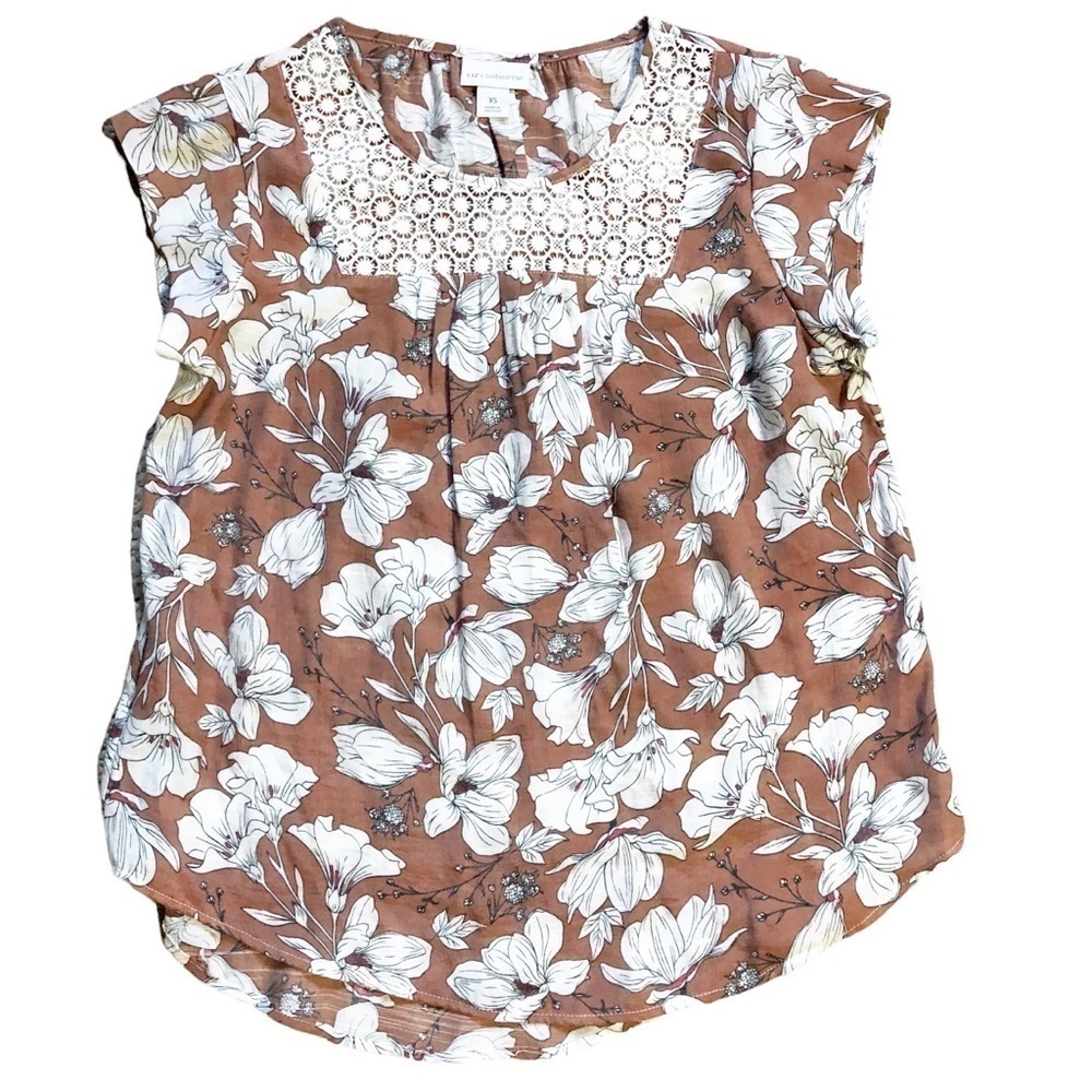 Liz Claiborne Floral Cap Sleeve Pullover XS
